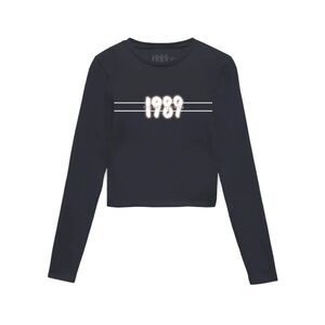 TAYLOR SWIFT 1989 Taylor's Version Cropped Dark Navy Long Sleeve Tee Swiftie M